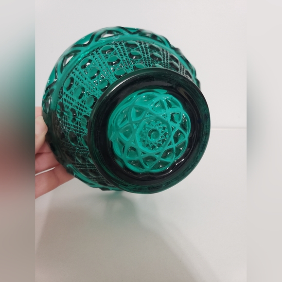 Imperial Glass  Green Laced Edge Diamond pattern bowls - Picture 10 of 10